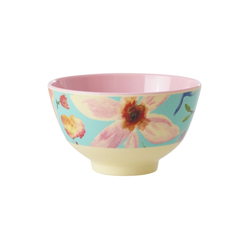 Rice DK Melamine Bowl with Selma Flower Print - Mint - Small - 300 ml