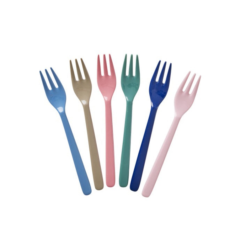 Rice DK Melamine Cake Forks in 6 Asst. A New York Minute Colors - 6 Pack