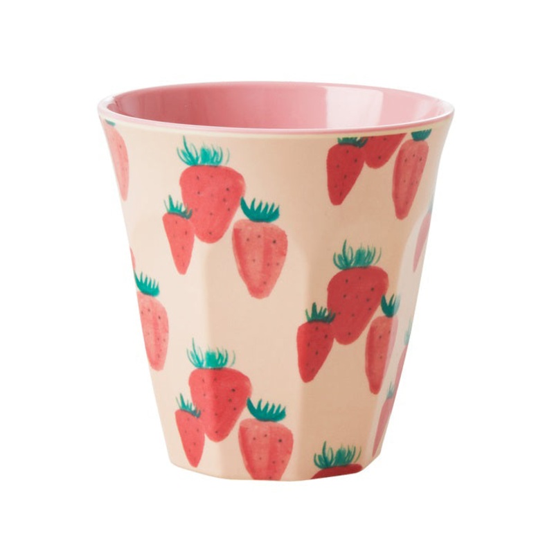 Rice DK Melamine Cup with Strawberry Print - Medium - 250 ml