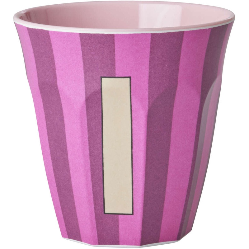 Rice DK Melamine Cup with The Letter I - Stripes Pinkish - Medium - 250 ml