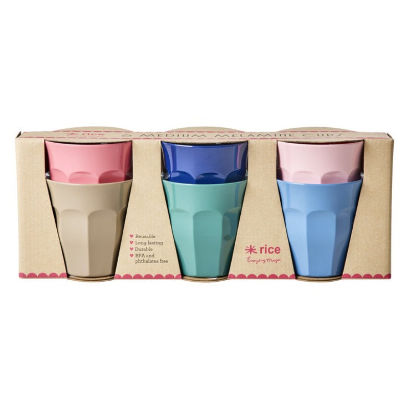 Rice DK Melamine Cups in Asst. 'A New York Minute' Colors - Medium - 6 Pack - 250 ml