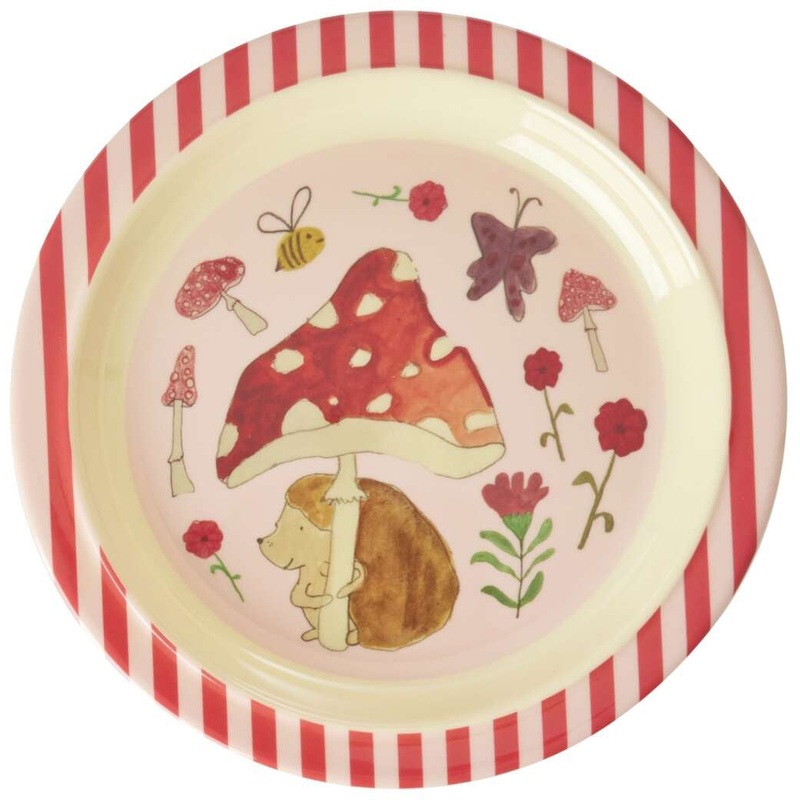 Rice DK Melamine Kids Lunch Plate with Pink Happy Forest Print