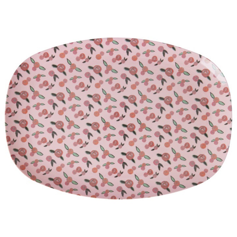 Rice DK Melamine Rectangular Plate with A Rose Is A Rose Print