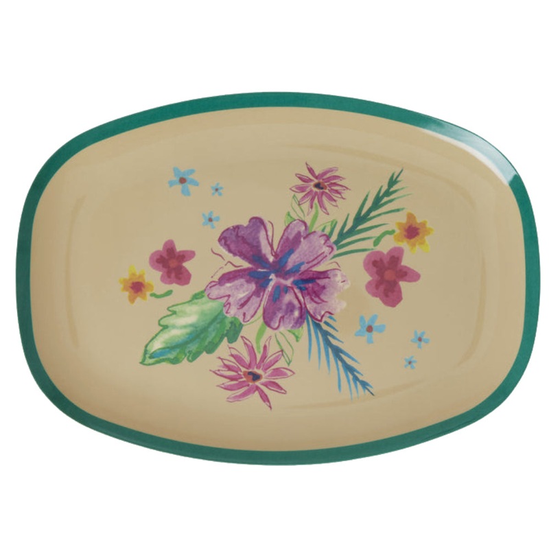 Rice DK Melamine Rectangular Plate with Arda Bloom Print