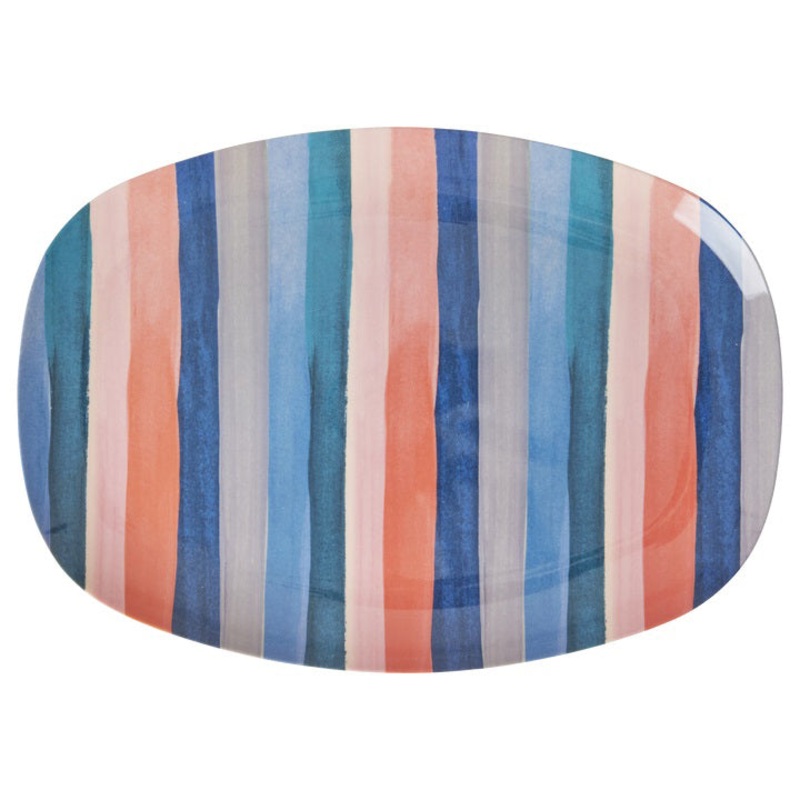 Rice DK Melamine Rectangular Plate with N.Y. Stripe Print