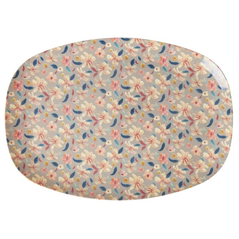 Rice DK Melamine Rectangular Plate with Small Sandy Flower Print