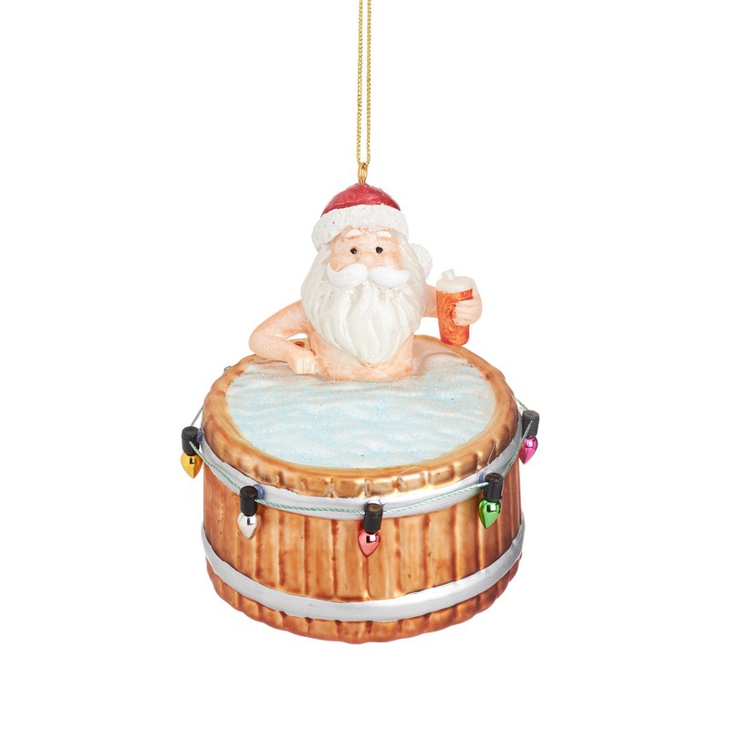 RJB Stone Santa In A Hot Tub Shaped Bauble