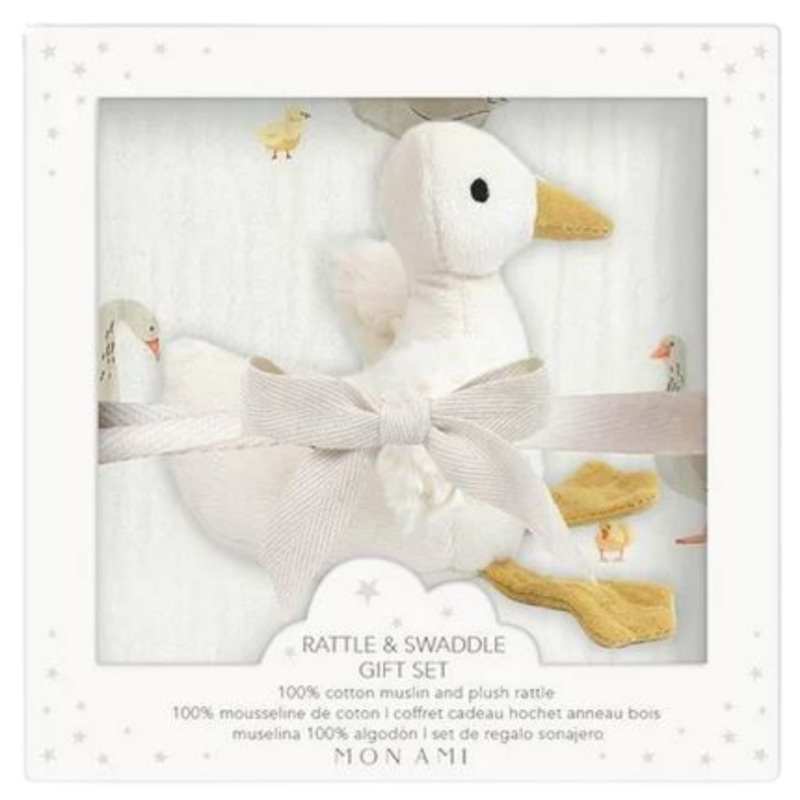 Mon Ami Mother Goose Swaddle & Rattle Gift Set