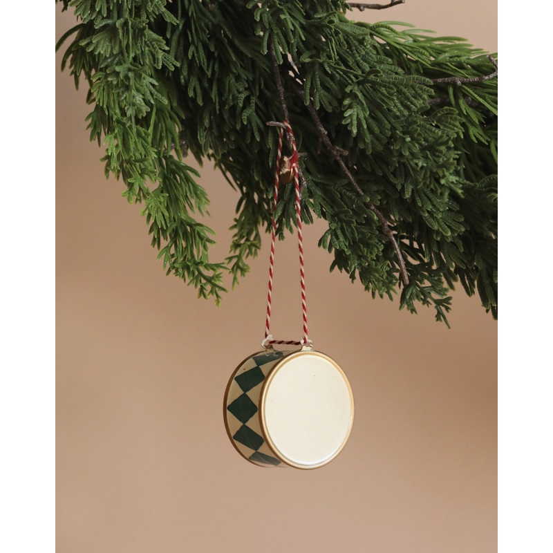 Maileg Metal Ornament, Large Drum - Dark Green