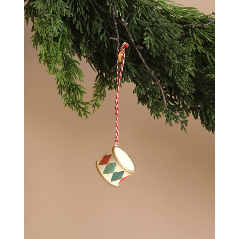 Maileg Metal Ornament, Small Drum - Classic Green