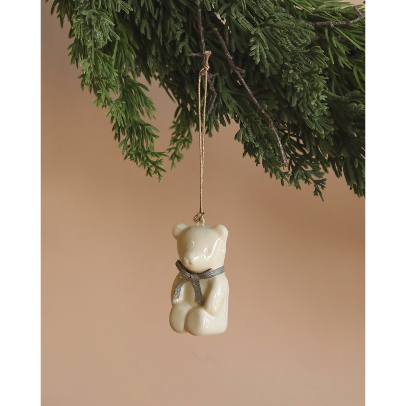 Maileg Metal Ornament, Teddy Bear - Off White/Blue