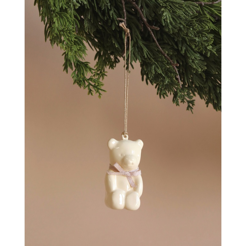 Maileg Metal Ornament, Teddy Bear - Off White/Rose