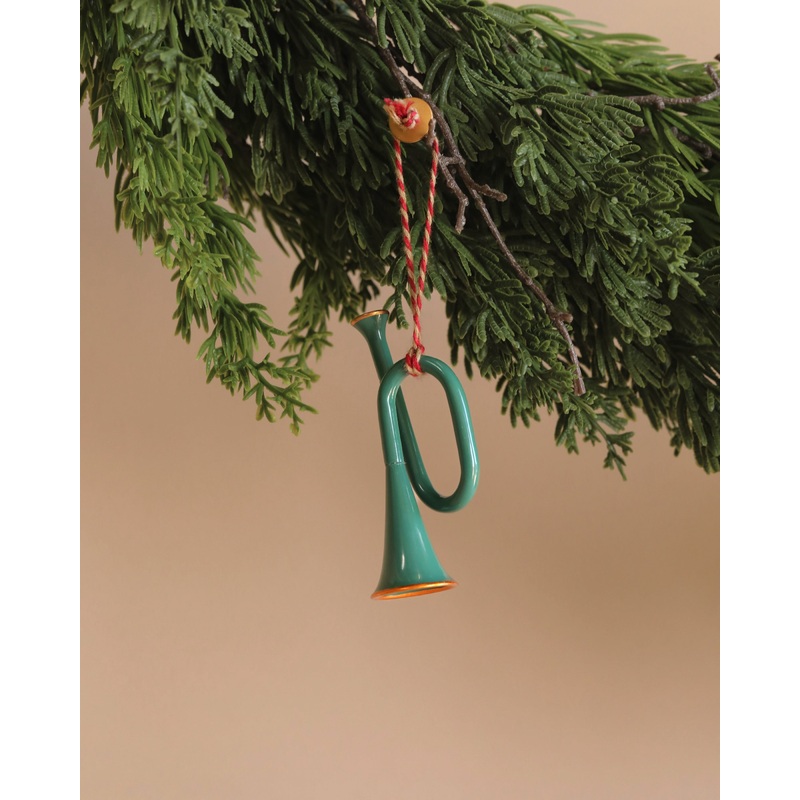 Maileg Metal ornament, Trumpet - Dark Green
