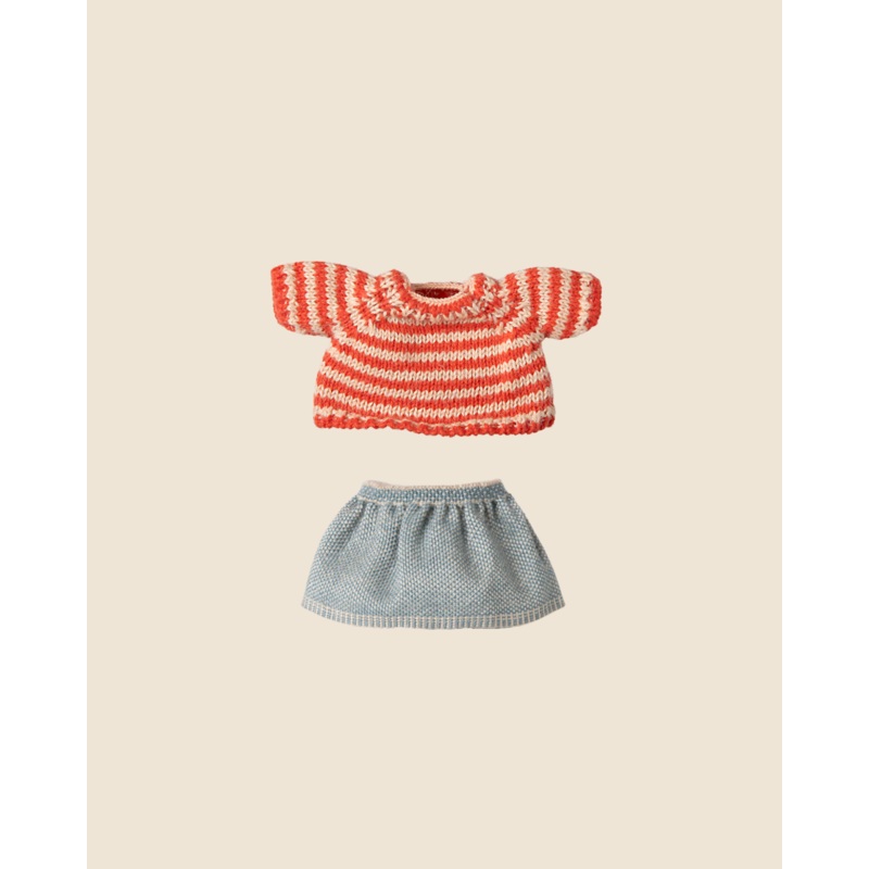 Maileg Extra Clothing: Knitted Sweater And Skirt For Big Sister Mouse