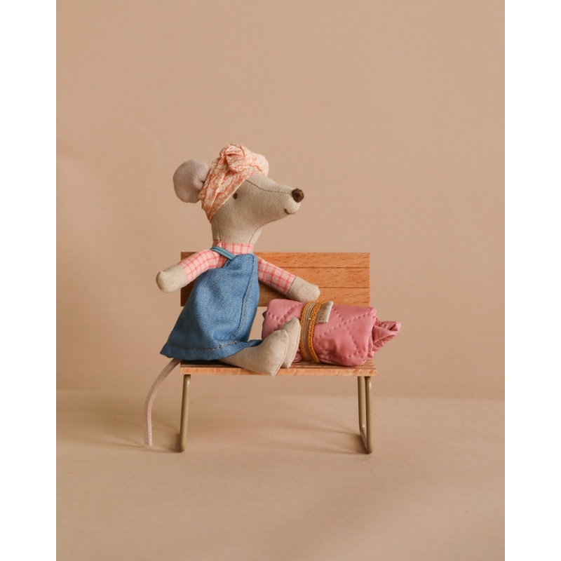 Maileg Hiker Mouse With Blush Sleeping Bag - Big Sister
