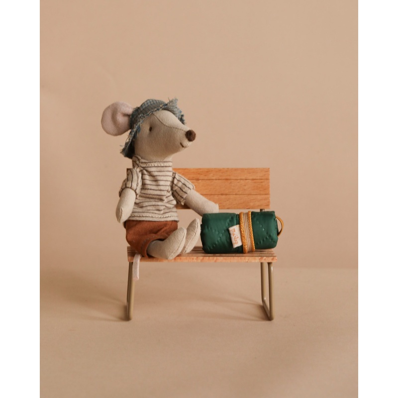 Maileg Hiker Mouse With Brown Striped Shirt - Big Brother