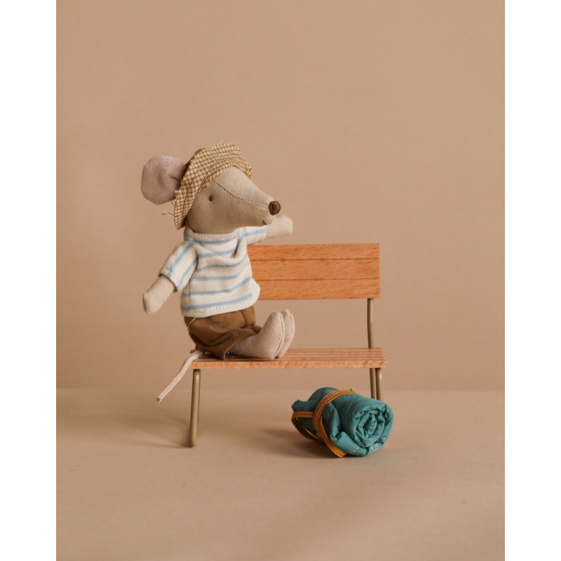 Maileg Hiker Mouse With Light Blue Striped Shirt - Big Brother