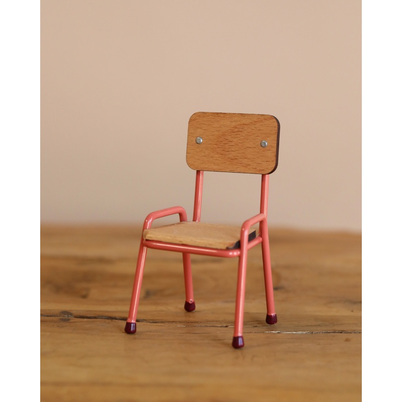 Maileg Mouse Size School Chair - Coral