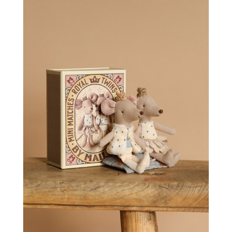 Maileg Royal Twin Mice In Matchbox, Little Sister and Little Brother