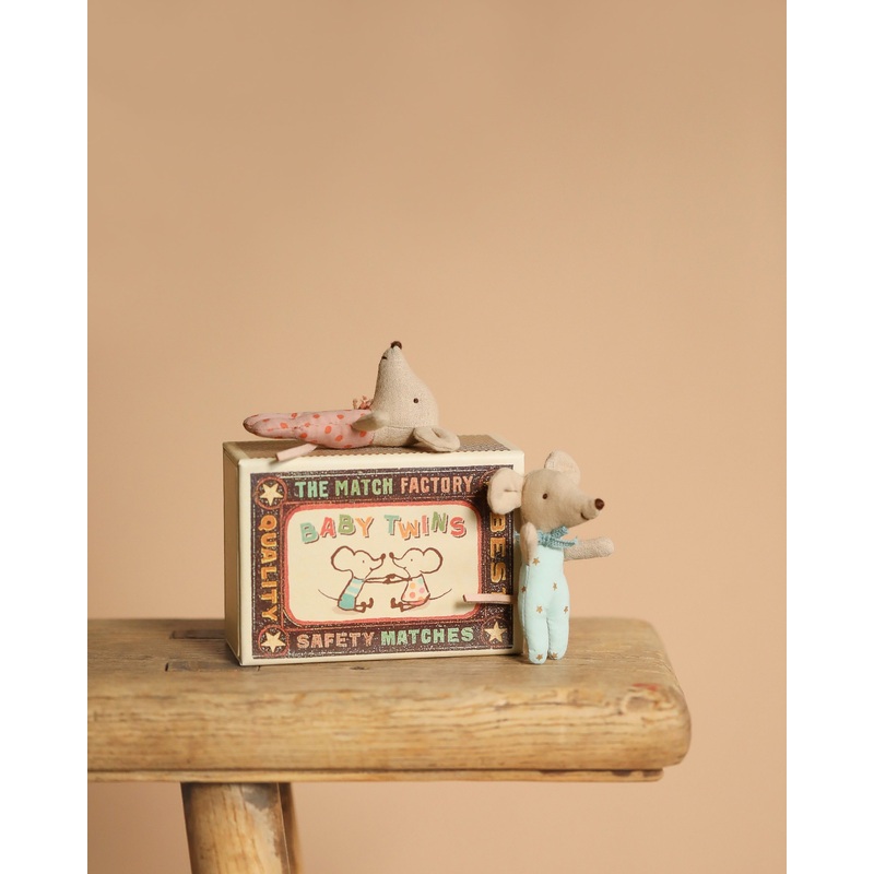 Maileg Twins, Baby Mice In Matchbox