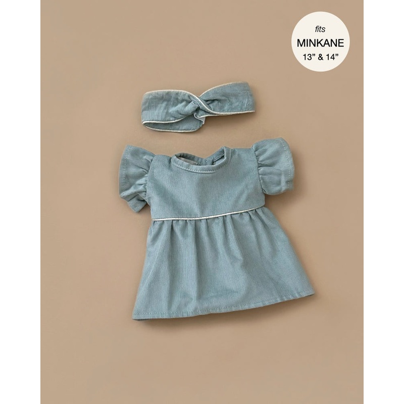 Minikane Doll Clothing | Daisy Dress & Headband in Cotton - Sage Green