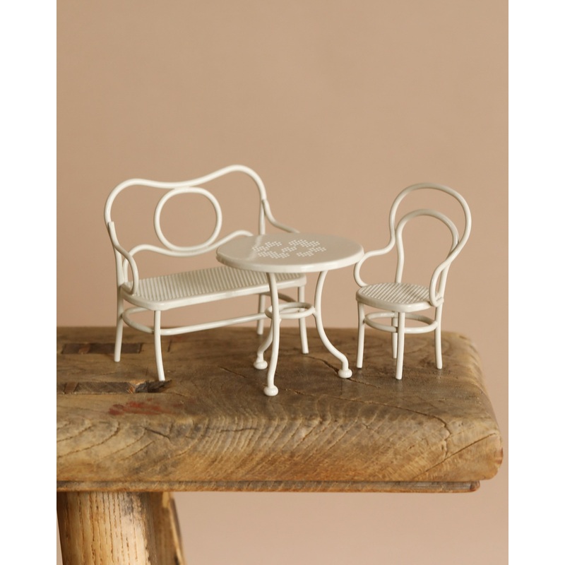 Maileg Mouse Cafe Table & Chairs - Off-White