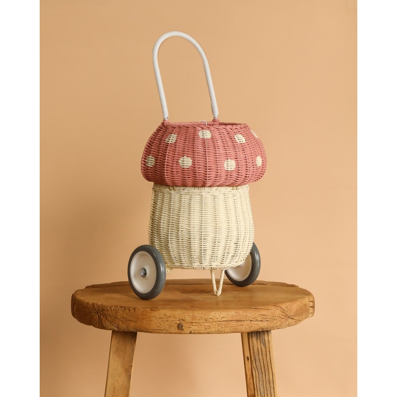 Olli Ella Rattan Mushroom Luggy - Pink