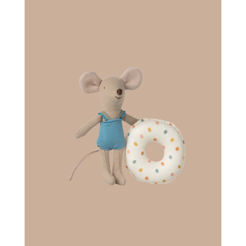 Maileg Beach Mouse With Float, Little Sister - Multi Dot