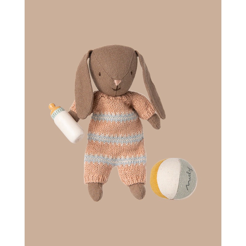 PRE-ORDER: Maileg Bunny With Accessories, Micro - Brown - Dusty Rose (Estimated Ship Date: Early November)