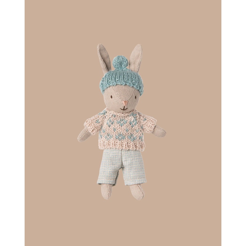 PRE-ORDER: Maileg Winter Rabbit, Micro - Sand - Mint (Estimated Ship Date: Early November)