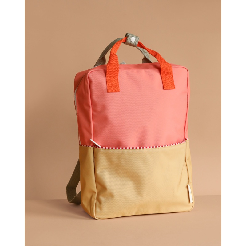 Sticky Lemon Backpack Large | Color Blocking | Coral Pink + Reed Green