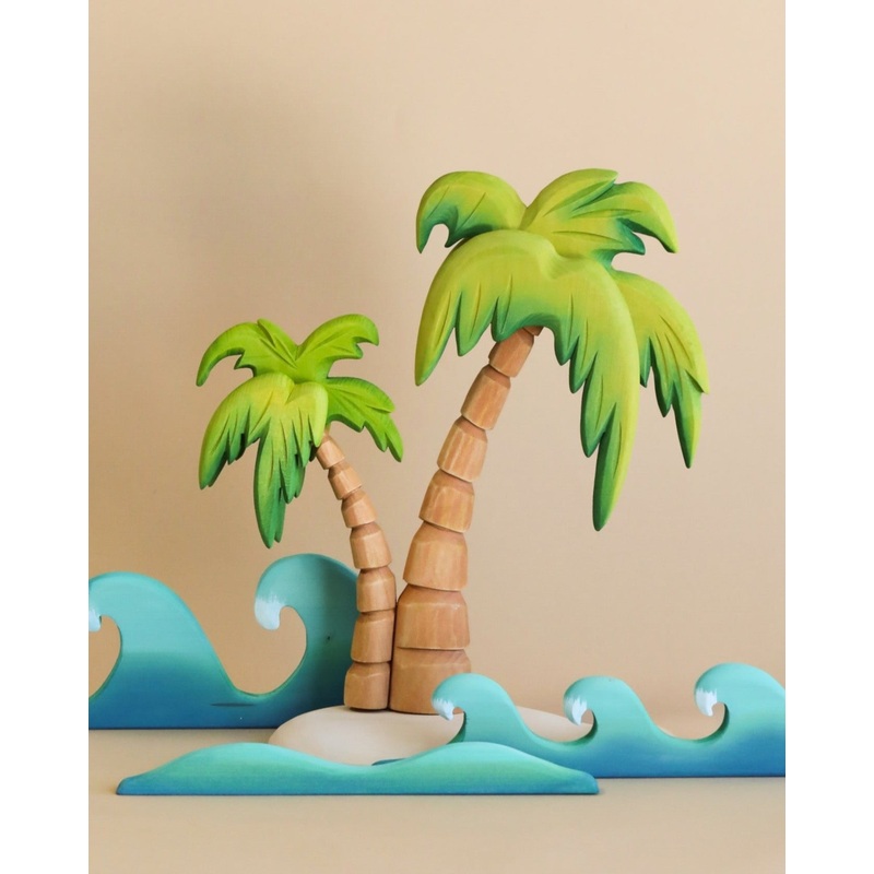 Bumbu Handmade Wooden Palm Trees and Waves Set