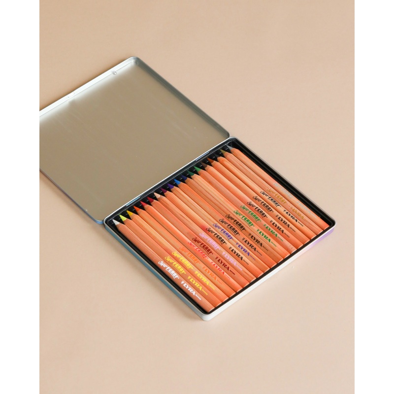 Lyra Super Ferby Astoria Selection Unlacquered Pencils - Tin Case - 18 assorted colors