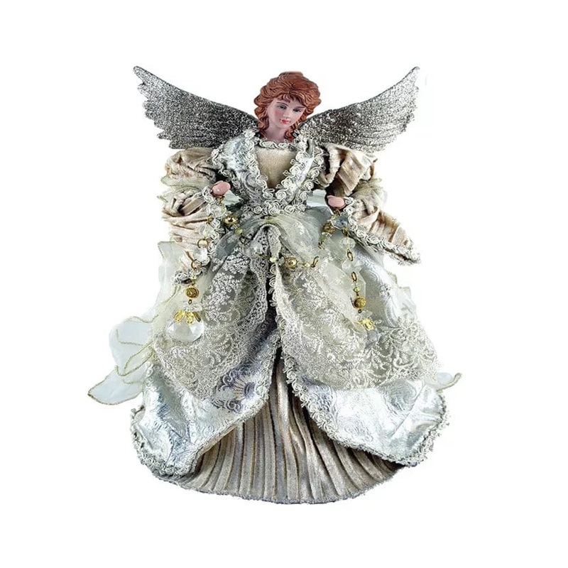 16" Gilded Angel Tree Topper Hand painted Hand crafted