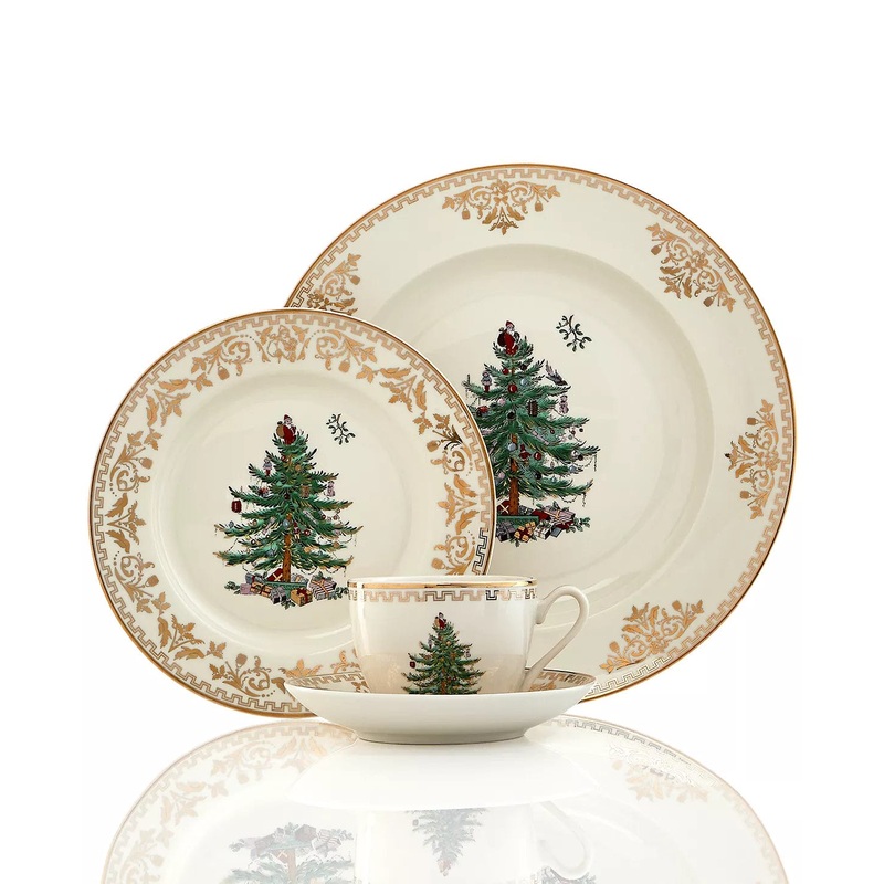 Christmas Tree Gold 4-Pc. Porcelain Place Setting Spode Limited Edition