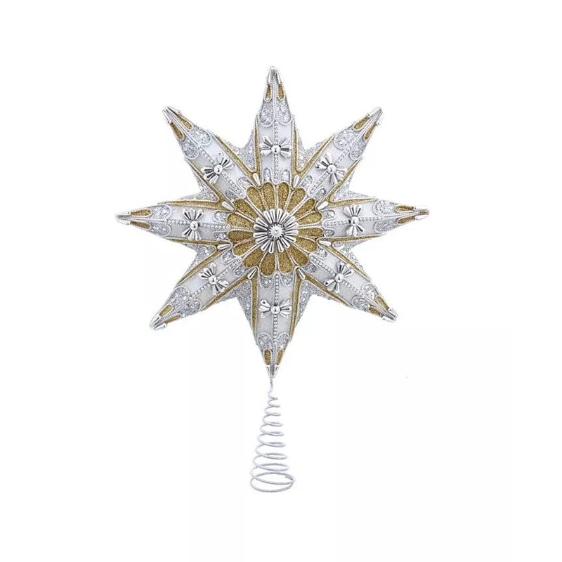 Star Tree Topper 16" 8-Point Star Tree Top Christmas Tree Decor Imported