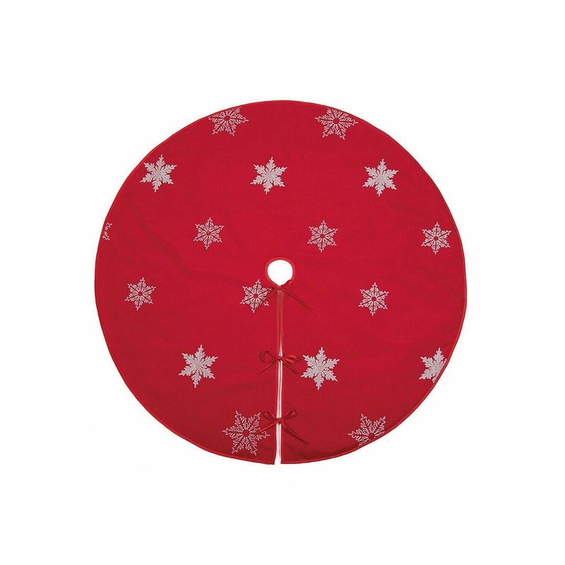 Xia Home Fashions Glisten Snowflake Embroidered Christmas Tree Skirt, 56" Round