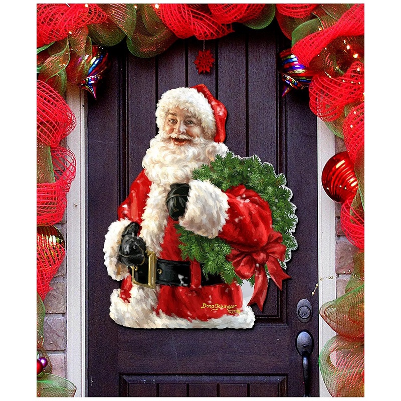 Dona Gelsinger Santa Wreath Wooden Wreath Classic Christmas Decorative Collection