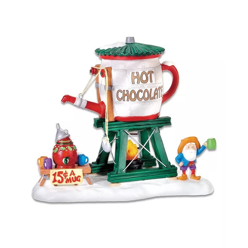 Enesco Villages Hot Chocolate Tower Metal, Polyresin, Porcelain Hand Painted and Hand Crafted