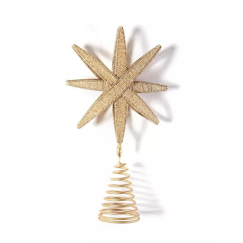 Laura Johnson Beaded Star Tree Topper Metal Beads  Christmas tree Decor