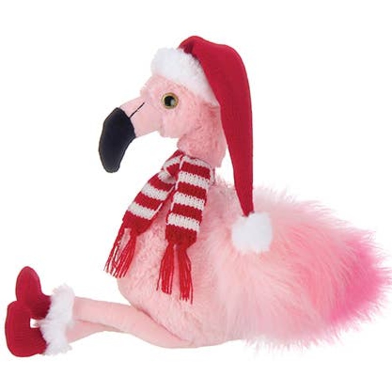Pink Plush Flamingo With Christmas Hat, Scarf & Booties by Bearington