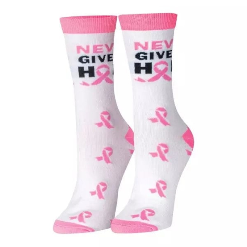 Pink Ribbon Socks - Never Give Up Hope Women's Sock Size 9-11