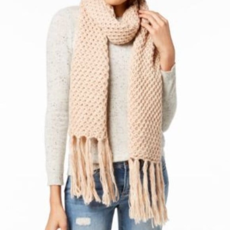 Knitted Beige Scarf With Fringe By Steve Madden Vegan