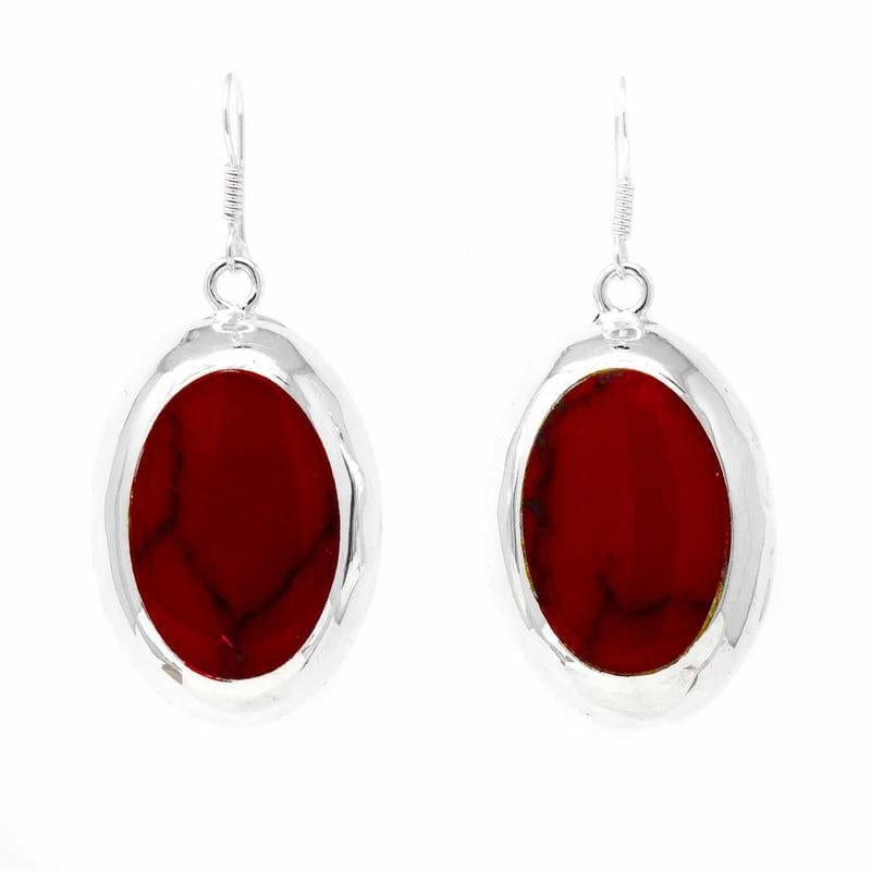 Red Jasper Oval Earrings Handmade in Mexico