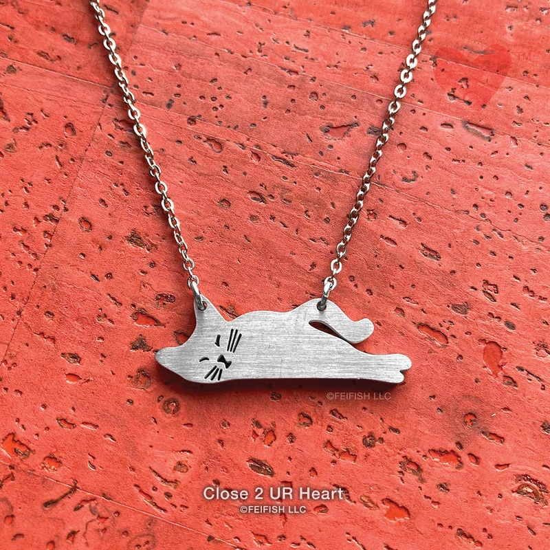 Sleepy Cat Stainless Steel Necklace