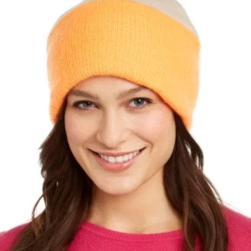 Steve Madden Camel Neon Orange Beanie