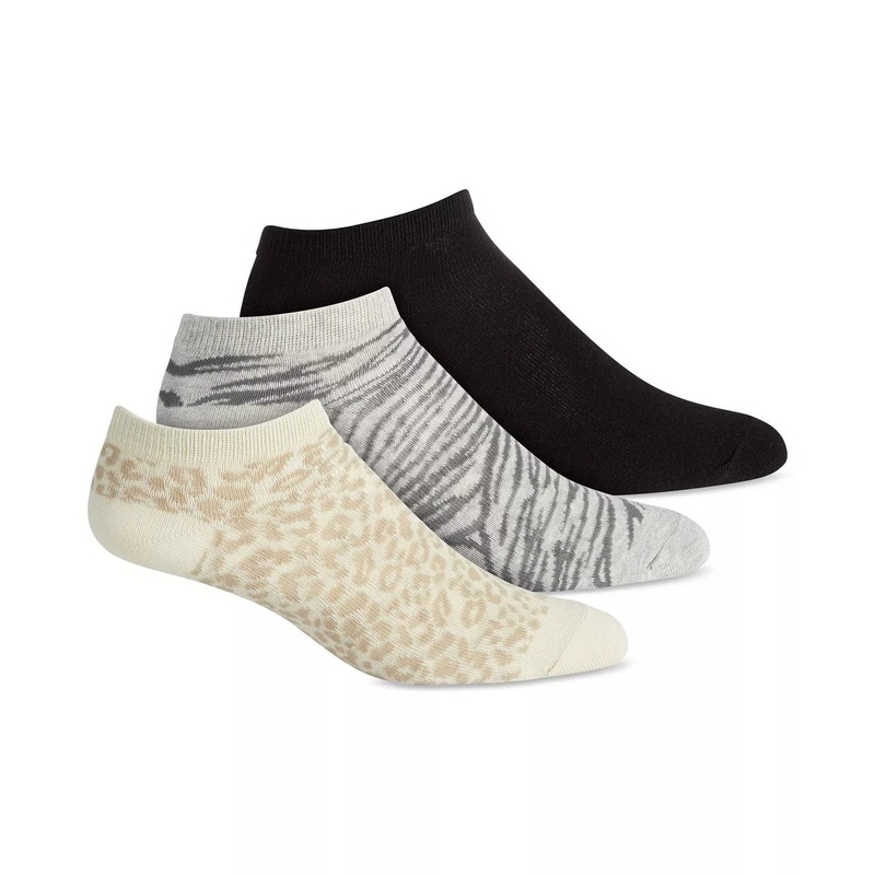 Women's No Show Socks Jenni 3pr Animal Print Super Soft Neutral Colors