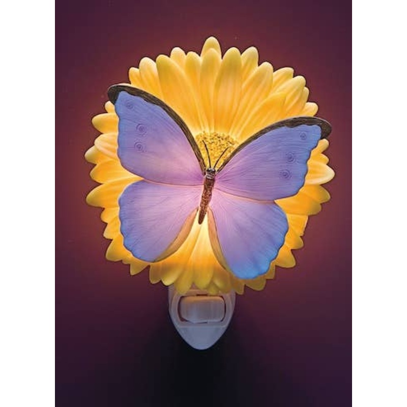 Blue Butterfly on Sunflower Night Light