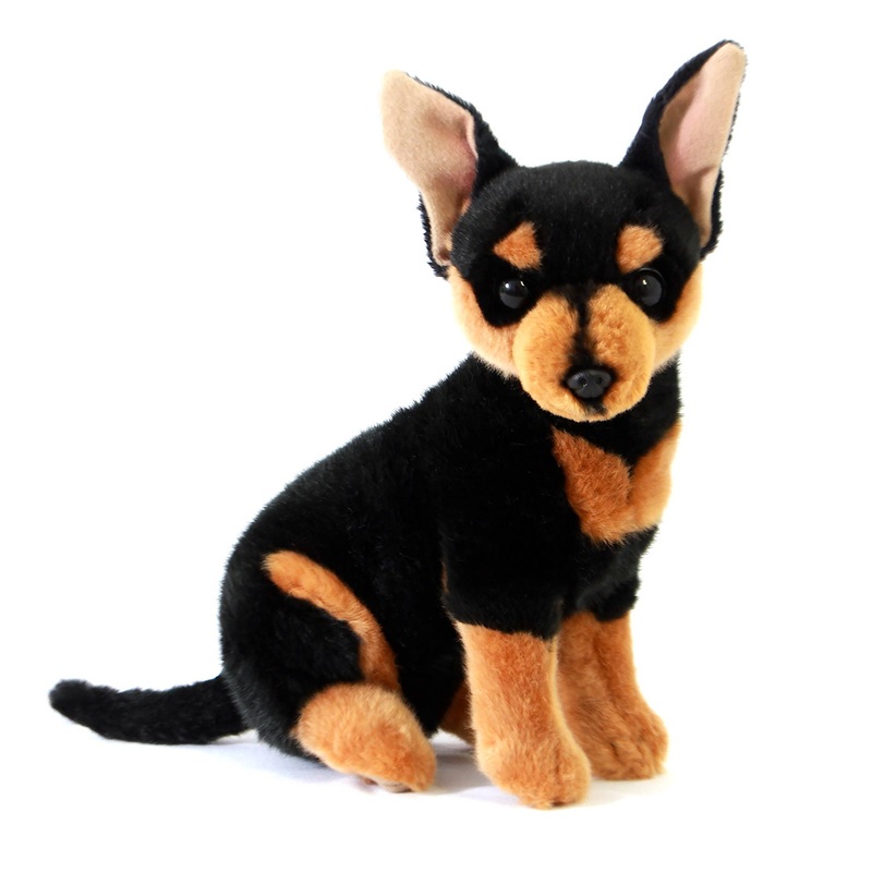 Plush Toy Stuffed Chihuahua  Dog Black and Tan  Size 25cm/10"