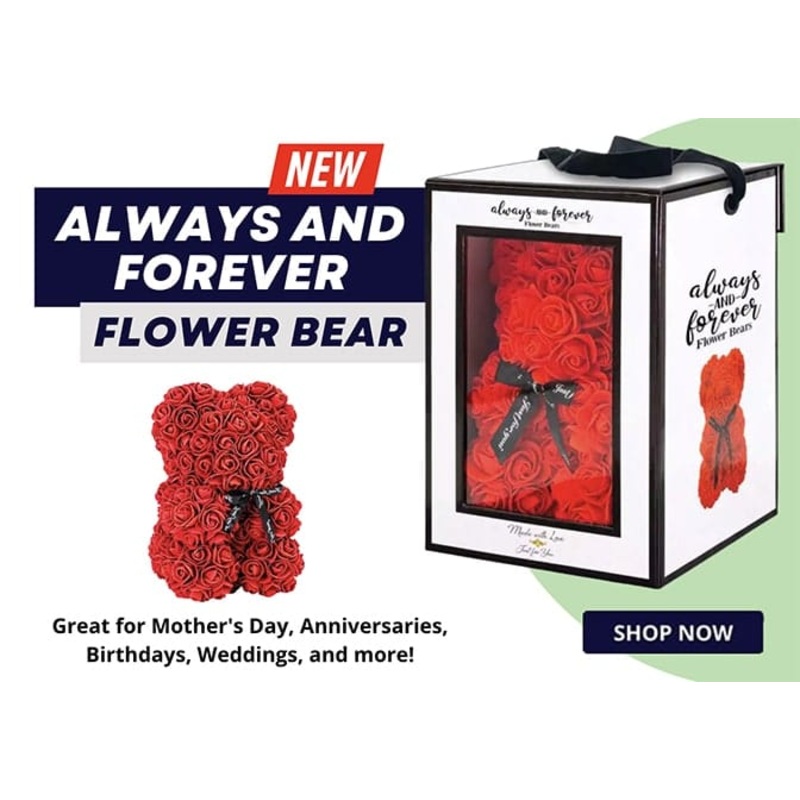 Red Rose Flower Bear Boxed Forever Gift